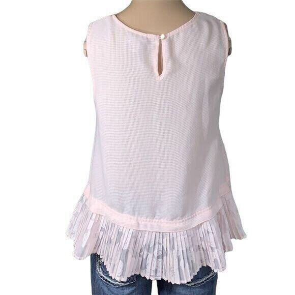 Merona Womens Blouse Shirt Top Pleated Ruffled Sleeveless Pullover Blush Pink XS - Picture 4 of 9
